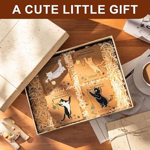 4 Pcs Cat Bookmark Set for Women, Cute Metal Bookmarks with Gold Chain and Round Charm, Book Marks for Reading Women, Book Marker, Bookmarks for Book Lovers thumbnail 5