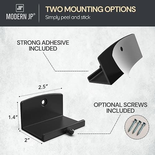 Modern JP Adhesive Vinyl Wall Mount (8-Pack) – Dual Display Album and Disc, Strong Hold Record Holder Wall, Record-Safe Easy Installation, Album Wall Mount for 1LP and 2LP – Black thumbnail 3