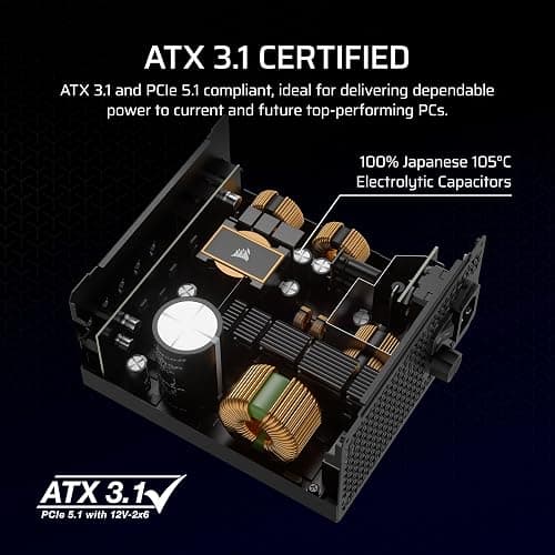 CORSAIR RM850x Fully Modular Low-Noise ATX Power Supply – ATX 3.1 Compliant – PCIe 5.1 Support – Cybenetics Gold Efficiency – Native 12V-2x6 Connector – Black thumbnail 4