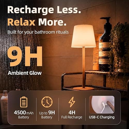 EZVALO Spa-Like Shower Lamp – IP65 Waterproof Bathroom Lamp, Rechargeable Cordless Mood Light, 3 Color Temps for Relaxing Bathroom & Bathtub Experience (1 Pack) thumbnail 4