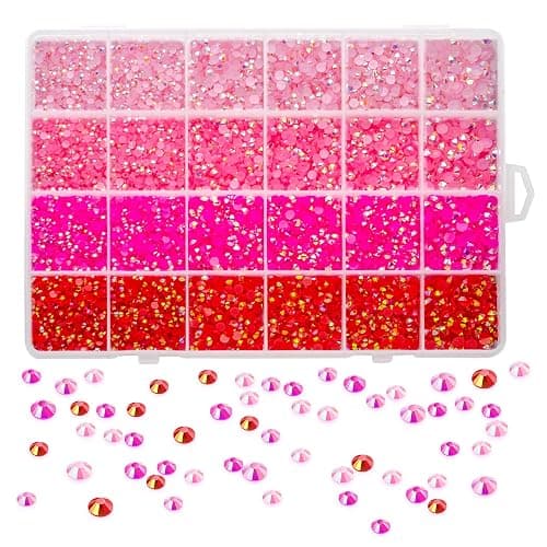 Liiouer Hot Pink Rhinestones, Crystal Bling Gemstones Mixed Color Rhinestones for Crafts, 16000PCS AB Color Non-Hotfix Flatback Resin Jelly Rhinestones for Tumblers, DIY Decoration Mixed Size 3/4/5mm - Image 1