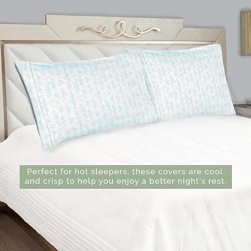 Elegant Comfort Ultra Soft Set of 2 Sea Waves Print Pillowcases - 1500 Premium Hotel Quality Microfiber, Soft and Smooth Envelope Closure 2-Piece Pillow Covers - King, Wave Aqua thumbnail 5