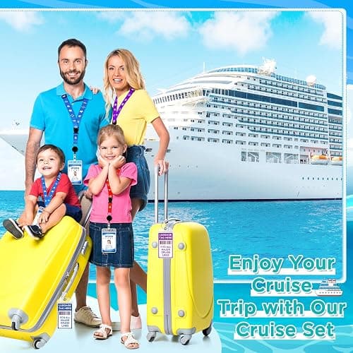 Cruise Ship Essentials Kit Include Cruise Luggage Tags Holder, Cruise Lanyards, Cruise Power Strip, Towel Bands and Clips, Waterproof Phone Bags for All Cruise Lines thumbnail 6