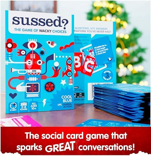 SUSSED The Wacky ‘What Would You Do?’ Card Game - Stocking Stuffer for Teens, Boys, Girls - Social Fun for Kids Ages 10+ & Adults - Great Conversation Starter - Cool Blue Deck thumbnail 4