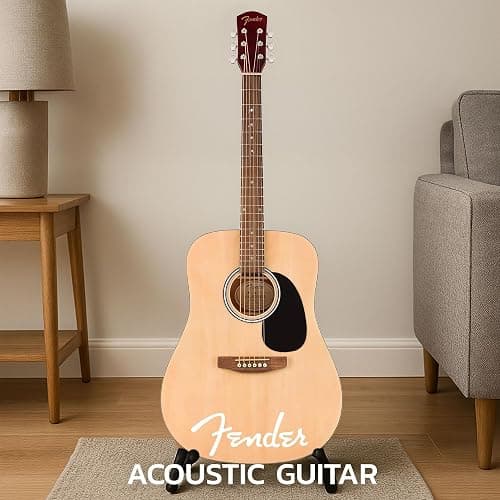 Fender Dreadnought Acoustic Guitar - Natural Bundle with Gig Bag, Tuner, Strings, Picks, Fender Play Online Lessons, and Austin Bazaar Instructional DVD thumbnail 4
