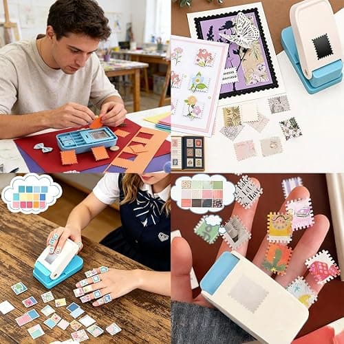 1.5x1.25inch Rectangular Postage Stamp Puncher | Lever Action Paper Stamp Punch for Scrapbook, DIY Card Making & Paper Crafting Arts Crafts Supplies thumbnail 6