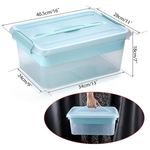 BTSKY Stack & Carry Box, Clear Plastic Storage Container Stackable Home Utility Box with Removable Tray Multi-Purpose Storage Bin for Organizing Stationery, Sewing, Art Craft Supplies(Blue) thumbnail 3