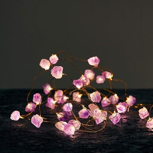 Nature Amethyst Crystal String Lights for Bedroom 10FT 40LEDs USB/Battery Operated Grape Crystal Light Pure Purple Fairy Lights Plug in for Natural Life Cute String Lights for Office thumbnail 9