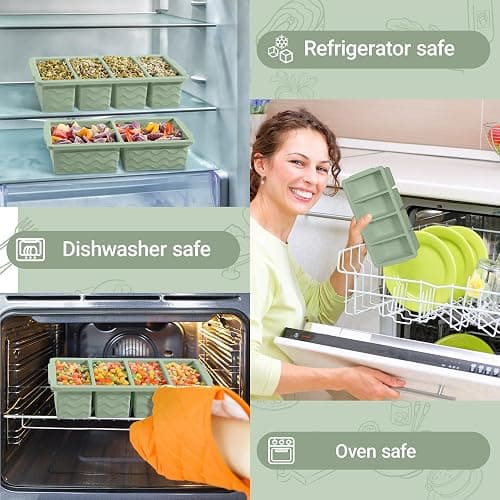 Silicone Freezer Molds for Soup with Lid, 1-Cup & 2-Cup Large Ice Cube Trays Food Storage Containers for Meal Prep, Freeze 250mL/125mL Portions – 2 Pack thumbnail 6