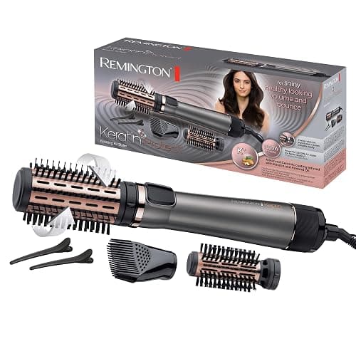Remington Brosse Soufflante Rotative automatique [Soin kératine & huile d'amande] Keratin Protect (1000W, Céramique, Température variable, 3 accessoires: 2 brosses rondes 40 & 50mm + de Volume) AS8811 - Image 1