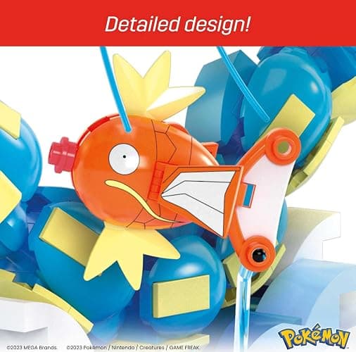 MEGA Pokémon Action Figure Building Toys Set for Kids, Magikarp Evolution Set with 411 Pieces, Buildable and Poseable Gyarados, 20 inches thumbnail 5