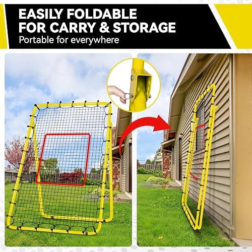 Volleyball Rebounder Net 7x4ft with 5 Adjustable Angles, Anti-UV Volleyball Bounce Back Net Training Equipment with 4 Stakes, Durable & Stable Baseball Pitch Back Rebounder, Easy Storage thumbnail 5