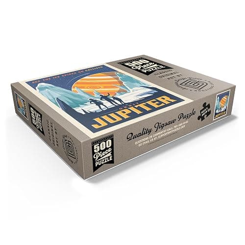 MyPuzzle Jupiter: Ice Spires of Callisto, Vintage Poster - Premium 500 Piece Jigsaw Puzzle for Adults thumbnail 3