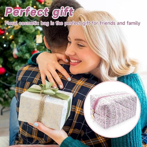 Vordpe Kosmetiktasche Blumen, Make Up Bag Aesthetic, Gesteppte Kosmetiktasche, Kosmetiktasche Rosa, Mäppchen Blumen, Kulturtasche Blumen (Rhombus) thumbnail 5