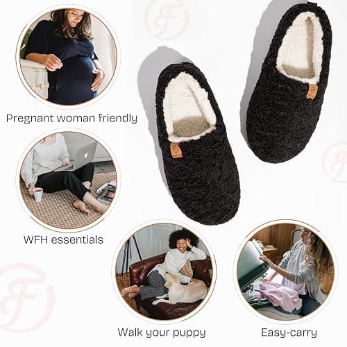 EverFoams Women’s Soft Curly Full Slippers Memory Foam Lightweight House Shoes Cozy Loafer with Polar Fleece Lining thumbnail 7