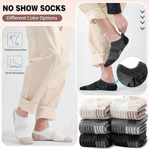 Merino Wool Ankle Athletic Running No Show Socks Cushioned Breathable Sports Warm Thick Socks for Men and Women 6 Pairs thumbnail 4