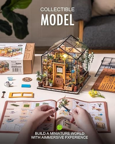 Rolife DIY Miniature Greenhouse Kit, Tiny/Mini House Making Kit with Furniture for Adults, Furniture, Halloween/Christmas Decorations, Gifts for Family and Friends (Cathy's Greenhouse) thumbnail 6