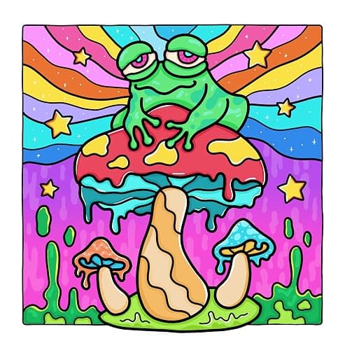 Trippy & Groovy: Psychedelic Coloring Book for Adults Featuring Mushrooms, Aliens, Magic Worlds and Illusions for Relaxation thumbnail 4