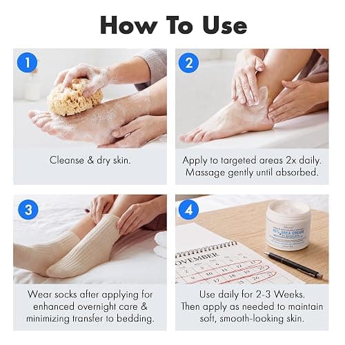 Ebanel Urea Cream 40% plus Salicylic Acid 2% for Dry Cracked Feet Skin | Deeply Moisturizes & Softens Dry Cracked Heels, Feet, Knees, Elbows, Hands, Rough Dead Skin Callus Remover Toenail Softener thumbnail 7