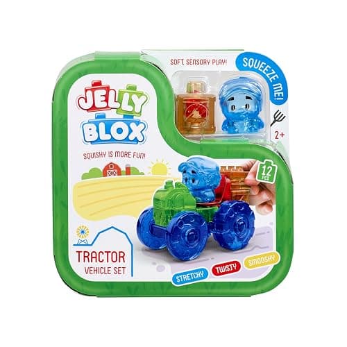 Jelly Blox Tractor Set | Includes 12 Pieces | Toddler & Preschool Building Blocks Kids Can Squeeze, Stretch, Squish | MESH ACCREDITED | Safety Tested & Ouch-Free | Sensory Play Toy for Ages 2+ - Image 1