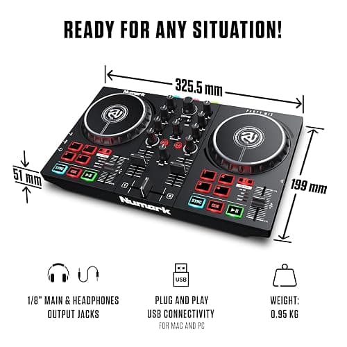 Numark Party Mix II DJ Controller with Lights, 2 Decks, Mixer, Audio Interface and Serato Lite thumbnail 6