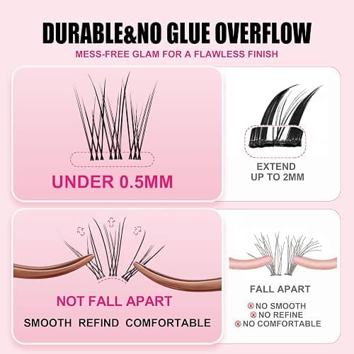 Flare Lashes With Invisible Band Diy Natural Eyelash Beginner Friendly Individual Lashes Waterproof and Long lastingMakeup For Girl Cosmetic. thumbnail 4