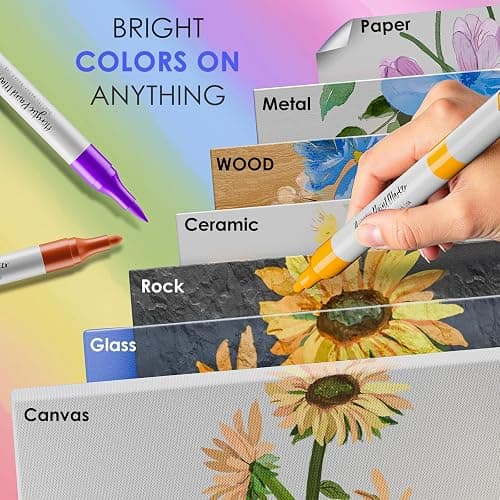 80 Colors Dual Tip Acrylic Paint Markers, Fabric Markers, Brush Tip Permanent Acrylic Paint Pens for Wood, Glass, Rocks, Paper, Coloring book,Ceramic,DIY Crafts for Adults,Kids and Art School Supplies thumbnail 5