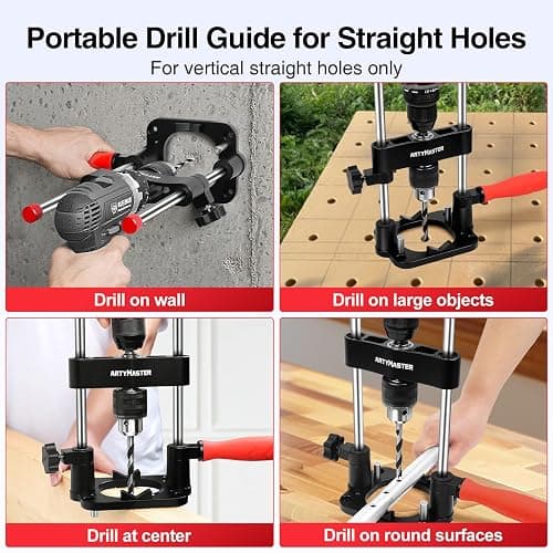 ArtyMaster Portable Drill Guide for Straight Holes, Portable Drill Press Adapter for Hand Drill, Stable & Accurate, Includes Chuck Key, Drill Straight Hole Jig for Woodworking, DIY WT116A thumbnail 3