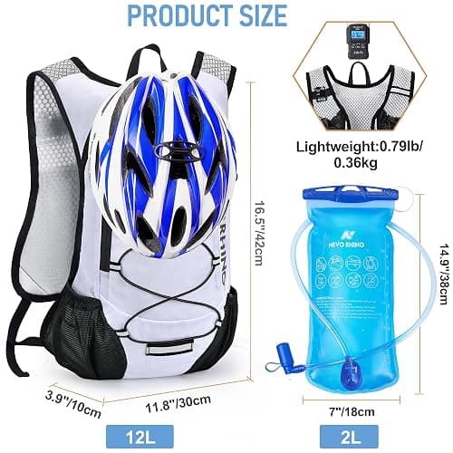 Lightweight Hydration Backpack, Running Backpack with 2L Water Bladder, Hydro Water Daypack for Cycling Hiking Rave for Men Women thumbnail 5