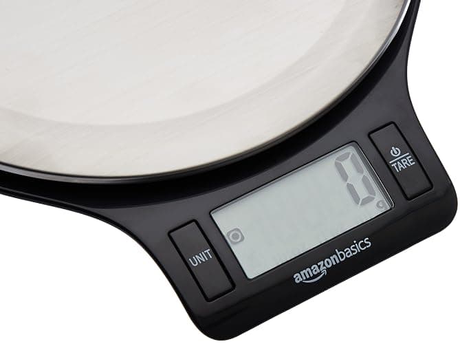Amazon Basics Digital kitchen scales with LCD display (with batteries), Black and Stainless Steel, BPA free, Weighs up to 11 pounds thumbnail 7