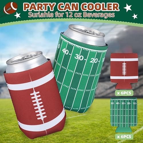 LFZHAN Football Party Decorations,12 Pcs Can Sleeves Neoprene Insulator For Super Bowl Game Day Decorations And Gifts thumbnail 4