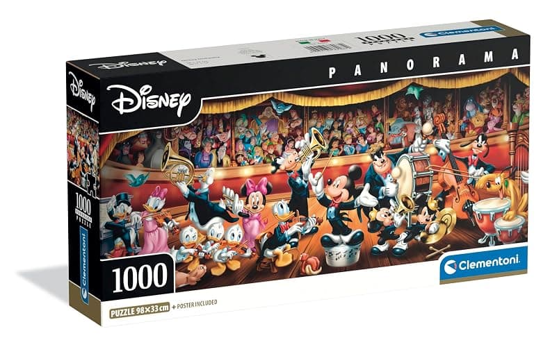 Clementoni - Puzzle 1000 Pezzi per Adulti e Ragazzi, Collection Panorama Tema Disney Orchestra, con Poster Incluso, Compact Box, Idea Regalo Made in Italy, 98x33 cm, 37067 - Image 1