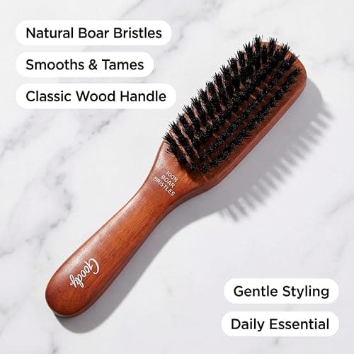 Goody Smoothing Hairbrush with Natural Boar Bristles for Frizz Control, Flyaway Control, Smooth Shiny Finish, Wooden Styling Brush for All Hair Types thumbnail 6