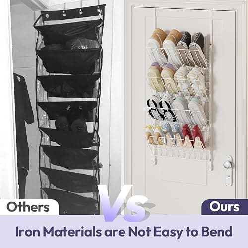 SWTYMIKI Over the Door Shoe Organizer - Adjustable 4 Tier Hanging Shoe Rack Organizer, Metal Heavy Duty Behind Door Storage or Wall Mount Shoes Shelf for Flats, Heels, Sneakers, Boots thumbnail 4