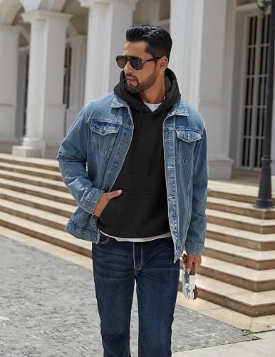 COOFANDY Men Cotton Fleece Hooded Sweatshirt Casual Long Sleeve Hoodies Pullover Fashion Drawstring Hoodie with Kanga Pocket thumbnail 3