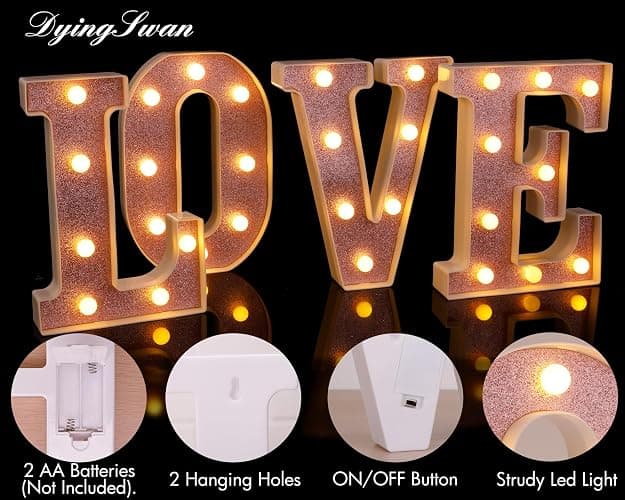 Small Led Marquee Letters, Light Up Letters, 8.58 Inch Led Letter Lights, Battery Powered Lighted Sign for Table, Party, Birthday, Christmas Decor (Pink Glitter, Letter B) thumbnail 2
