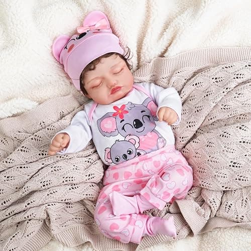 BABESIDE 4 PCS Reborn Baby Doll Clothes 20 Inch Koala Pattern Outfit Accessories Set for 17-22 Inch Baby Dolls Girls Clothing with Hat, Pink thumbnail 6