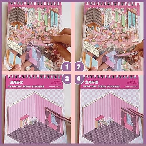 TIYIMIYUXU 3D Sticker Scene Book,Sticker Therapy for Adults,Include 20 Beautiful House Isometric 3D Space DIY Scene Stickers Book,Cute Art Stickers for Girls thumbnail 5