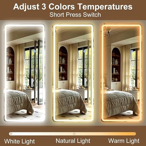 HARRITPURE Full Length Mirror with LED Lights - 71"x26" Lighted Floor Mirror for Bedroom/Cloakroom, Standing Mirror with Lights Dimmable & 3 Color Lighting thumbnail 4