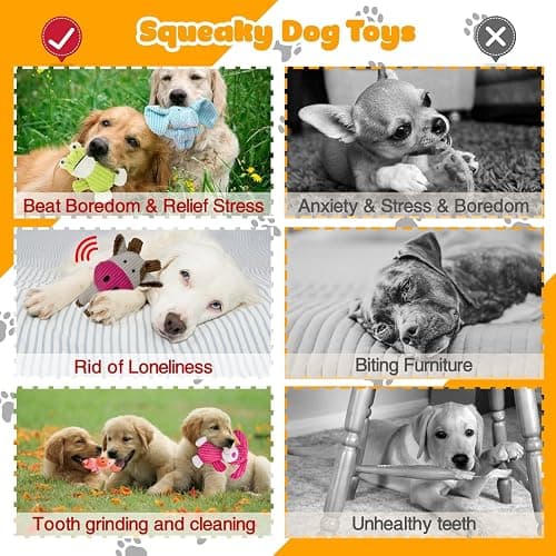 MRSOHRET 5 Pack Squeaky Dog Toys, Tough Stuffed Plush Puppy Tough Chew Toys, Durable Plush Animal Dog Toy for Large Small Medium Dogs to Keep Them Busy thumbnail 5