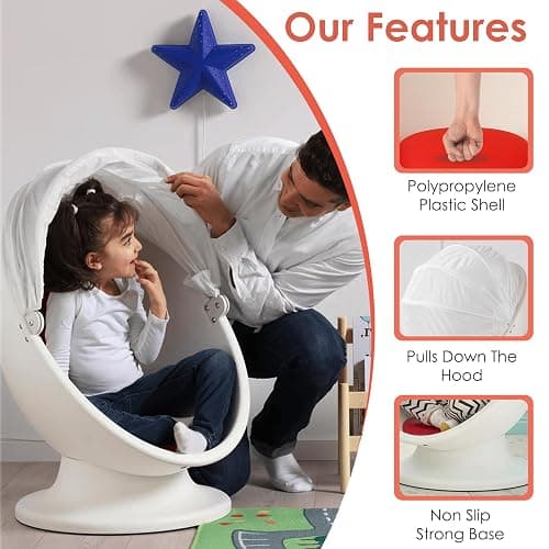 home stuff Swivel Chair White/Red Spinning Chair for Kids Sensory for Improving Physical Coordination with Non Slip Sitting and More Safer and Ideal Companion for Autism Children, Medium thumbnail 5