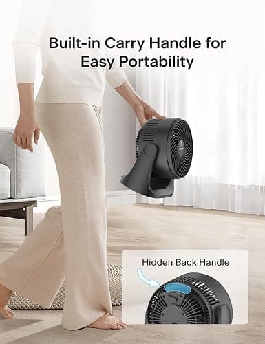 PELONIS 3 Speed Small Room Air Circulator Fan with 7-inch Blade, Table Fan with 100° Adjustable Head Tilt - Desktop Fan for Bedroom,Dorm and Office - Ventilador for Air Conditioner and Heater, Black thumbnail 9