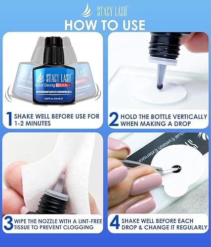 STACY LASH Extra Strong Evolution Eyelash Extension Glue (0.34 fl.oz/10 ml)/1-2 Sec Dry/Retention – 8 Weeks/Professional Supplies/Black Adhesive thumbnail 8