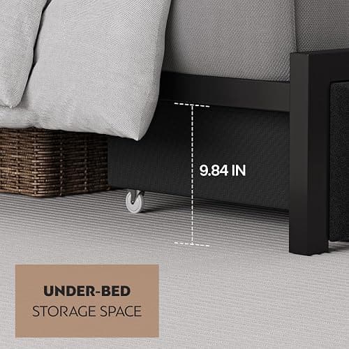 CIKUNASI Queen Size Bed Frame with Headboard and Storage Drawers Platform Bed Frame with Storage Chargin Station LED Light Bedframe Heavy Duty No Box Spring Needed thumbnail 5