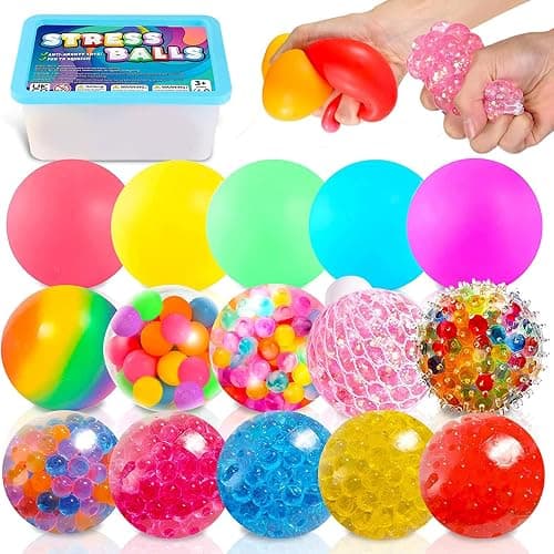Hapitoys Sensory Stress Balls Fidget Toys for Kids and Adults - Sensory Squishy Balls Set, Anxiety Relief Calming Tool - Fidget Stress Toys for Autism & ADD/ADHD - 15 Pack - Image 1