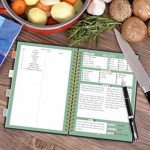 ALLTREE Recipe Organizer - Spiral Notebook with 15 Tabs for Family Cooking Lovers, 120 Pages, Black (5.5"x8.5") thumbnail 2