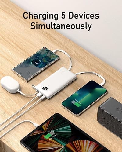 VEEKTOMX Portable Charger Built-in Cables, 10000mAh Power Bank for iPhone, Fast Charge USB C Battery Pack Travel Essentials Powerbank Compatible with iPhone 17/16/15/14, Samsung S25/24, Android, etc thumbnail 4