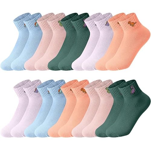 Eurzom 10 Pairs Socks Womens Crew Elastic Ankle Length Cotton Socks Aesthetic Cute Lightweight Low Cut Gifts for Women - Image 1