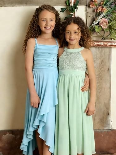 Sevintage Satin Junior Bridesmaid Dresses for Teens A line Formal Wedding Party Gowns thumbnail 5