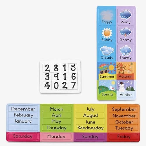 Navaris Kids Magnetic Calendar - Early Years Learning - Weather, Date, Month, Day, Season Educational Chart for Children - Kids Wall Board - Blue thumbnail 5